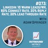 #073: LinkedIn: 10 warm leads/wk, 60% connect rate, 20% reply rate, 30% lead through rate (Adam Springer)