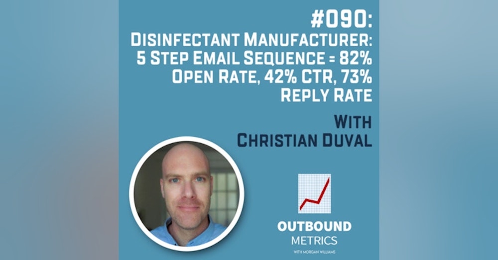 #090: Disinfectant Manufacturer: 5 Step Email Sequence = 82% open rate, 42% CTR, 73% reply rate (Christian Duval)