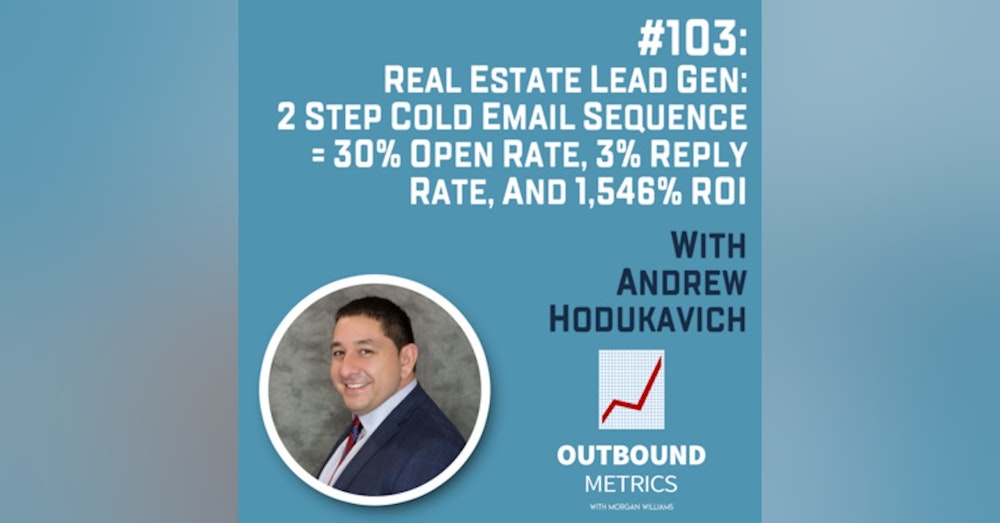 #103: Real Estate Lead Gen: 2 Step Cold Email Sequence = 30% Open Rate, 3% Reply Rate, and 1,546% ROI (Andrew Hodukavich)