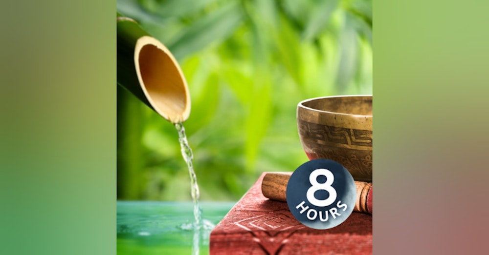 Bamboo Water Fountain + Tibetan Bowls 8 Hours | White Noise with Relaxing Music for Sleep, Studying, Meditation, Yoga