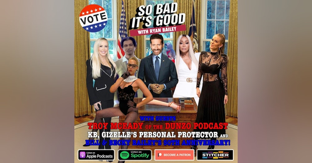 So Bad It's Good Episode 61: Everyday People (Sly & The Family Stone) with Special Guests Troy Mceady from Dunzo! podcast, Bill & Becky Bailey, and KB, Gizelle's Personal Protector from Real Housewives of Potomac. Plus, Justin Bieber, Garth