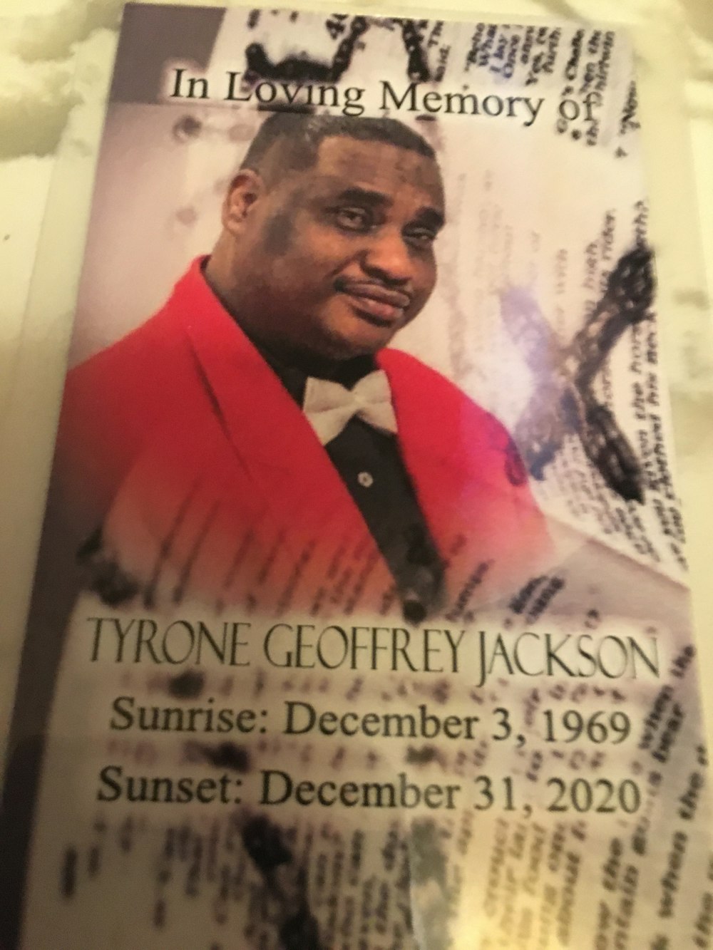 Goodbye to a great friend Tyrone Jackson of breakthrough.