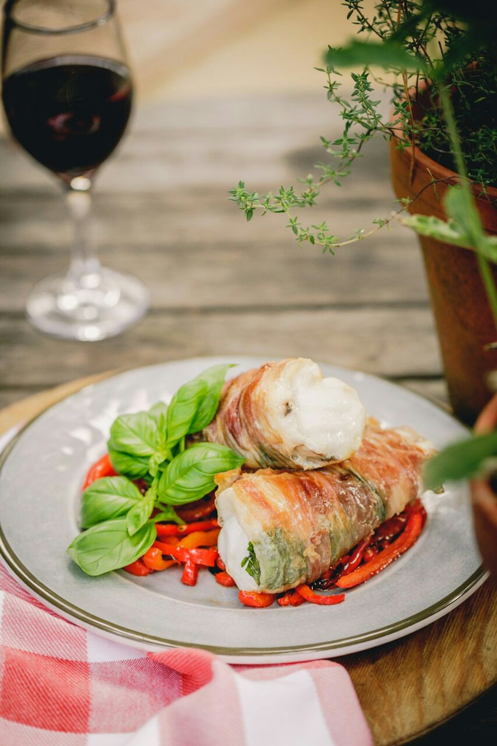 Wood Fired Monkfish wrapped in Parma Ham with Fresh Basil