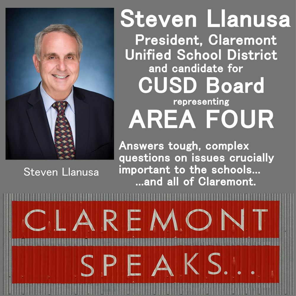 Tough questions, honest answers...straight from the heart and mind of lifelong educator, CUSD President and Area 4 Candidate  Steven Llanusa