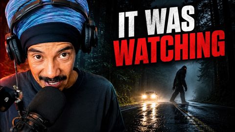TALL DARK SASQUATCH CROSSES HIGHWAY NEAR TRINIDAD CALIFORNIA