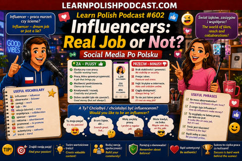 #602 Influencers: Real Job or Not? Social Media Po Polsku | Learn Polish Podcast