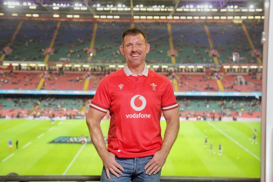 Andrew Jenkins, star of season 2 of BBC's The Traitors and now life-coach, pictured at a rugby stadium.
